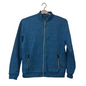 SIIMHWRSS Jacket Mens XL Blue Fleece Track Full Zip Stand Collar Zipper Pockets